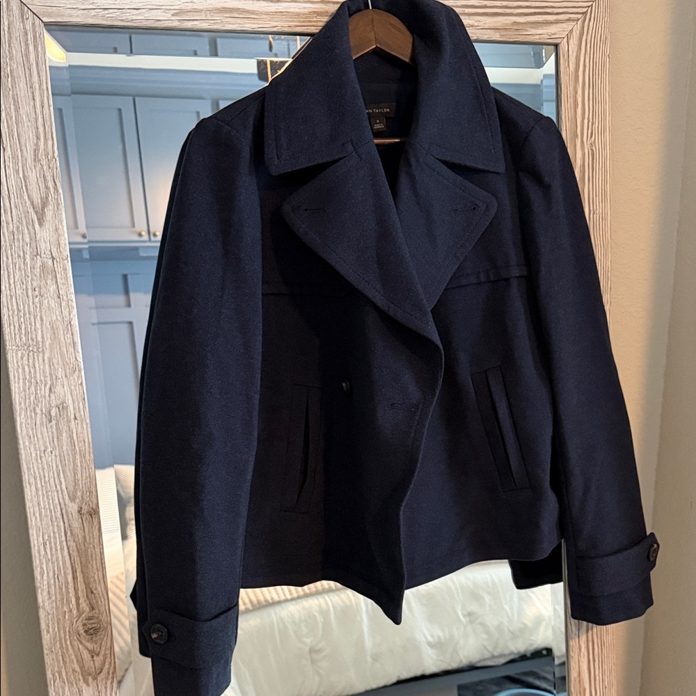 Ann Taylor Navy Cropped Peacoat Jacket